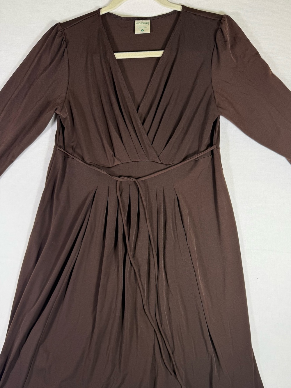Motherhood Maternity Chocolate Brown Wrap-Front Long Sleeve Maternity Dress